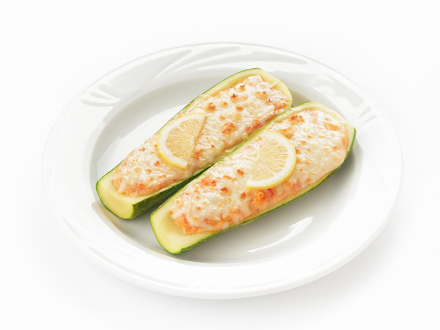 Запеченные кабачки с креветками под нежн